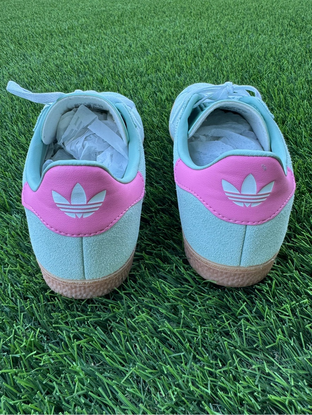 Adidas Gazelle Mint Green Suede Pink Sneakers (US 7, EU 38) - Picture 5 of 12